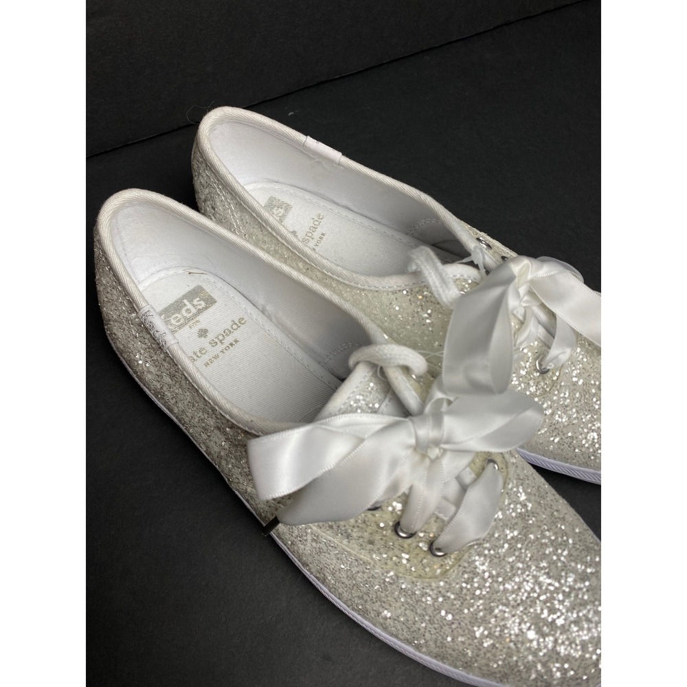 Keds x Kate Spade New York Champion Glitter Sneakers Silver Women's 6 WF57835 - Picture 4 of 9